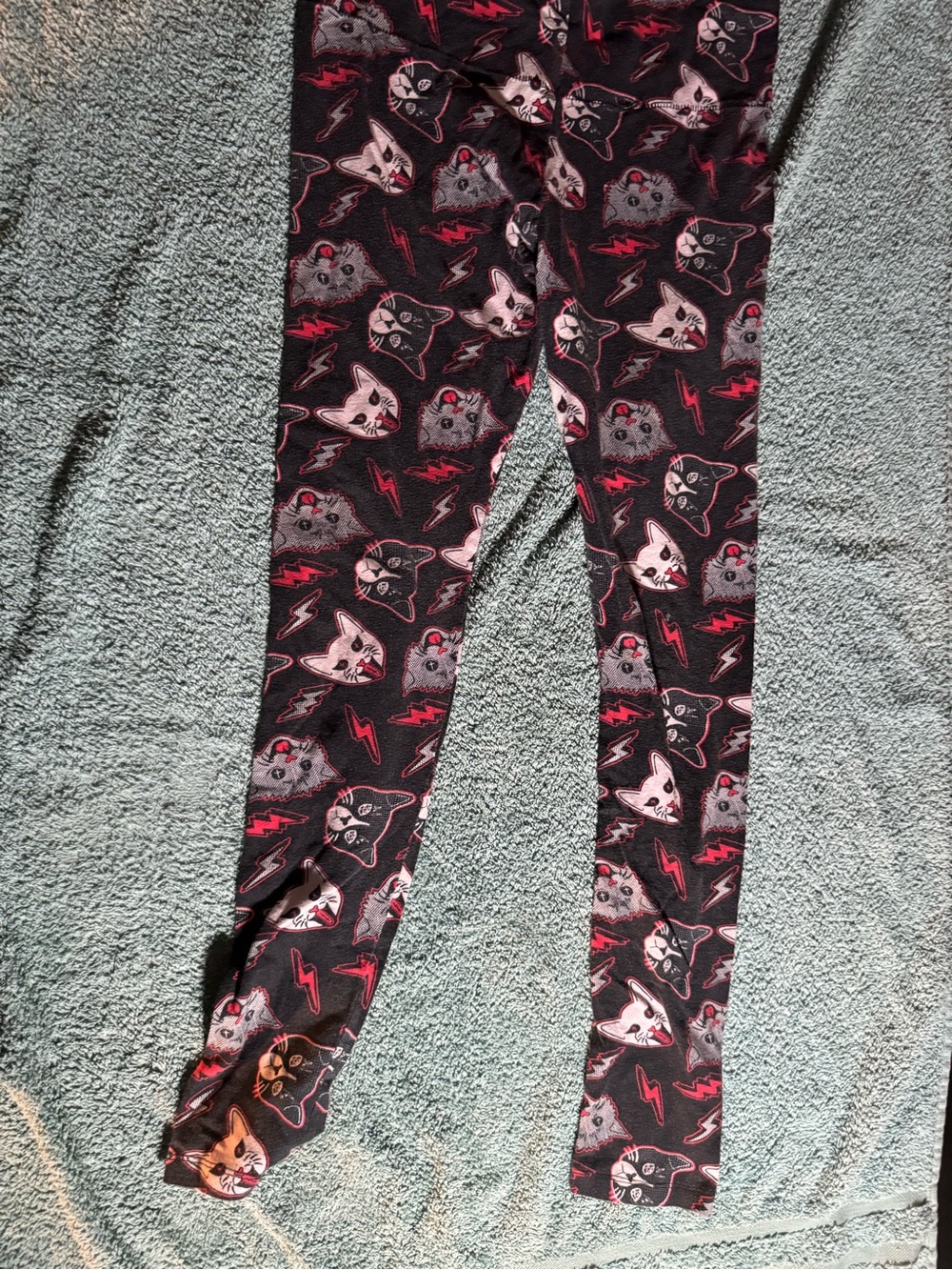 Girls' Black‎ Cat Print Leggings - Kids Bottoms